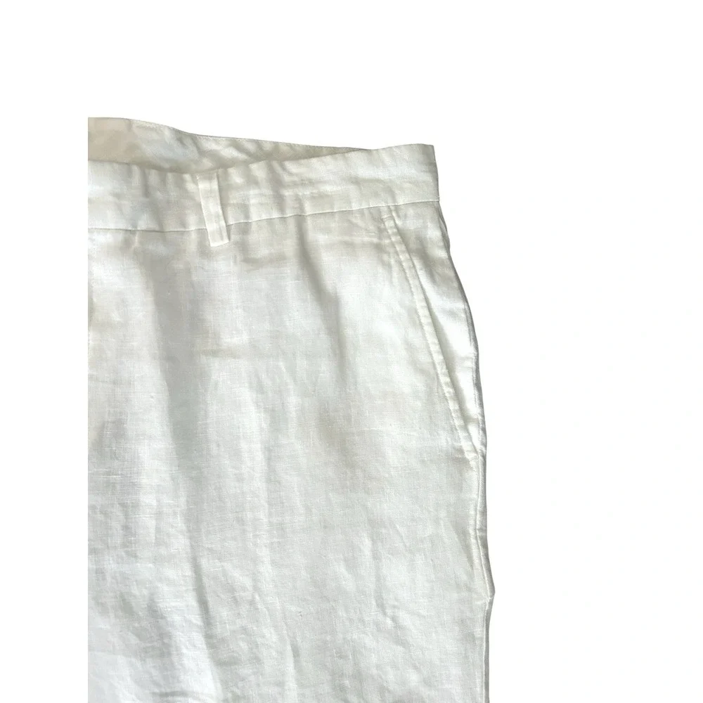 Tasso Elba 100% Linen Chino Pants White Semi Sheer 36x27 Coastal‎ Lightweight